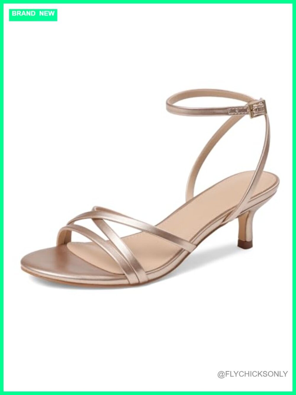 Women's Strappy Kitten Heel Sandals 2 Inch Open Toe Ankle Strap Dressy Heels